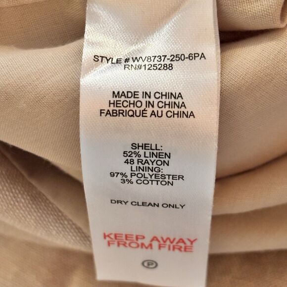 Jason Wu Women's Wide Leg Pants Linen Beige Braid Detail Slash Pocket Size 10 - Picture 9 of 11